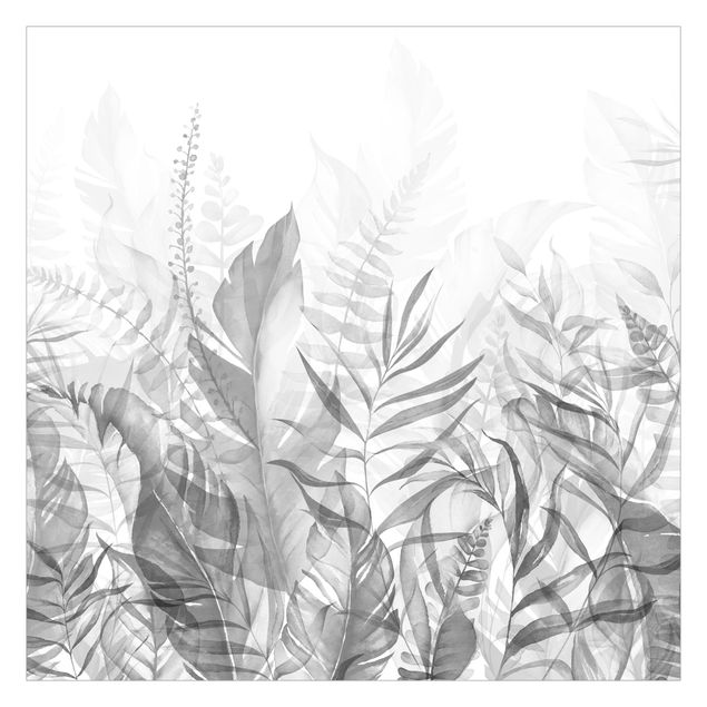 Fototapete - Botanik - Tropische Blätter Grau