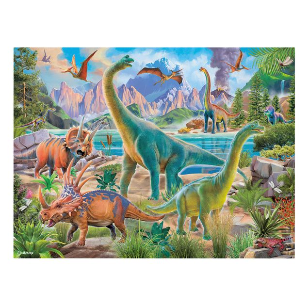 Wandbilder Tiere Brachiosaurus und Tricaterops