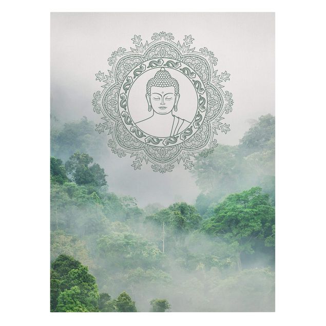 Wandbilder Berge Buddha Mandala im Nebel
