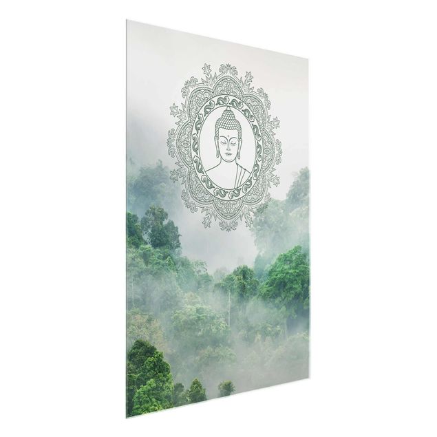 Wandbilder Berge Buddha Mandala im Nebel