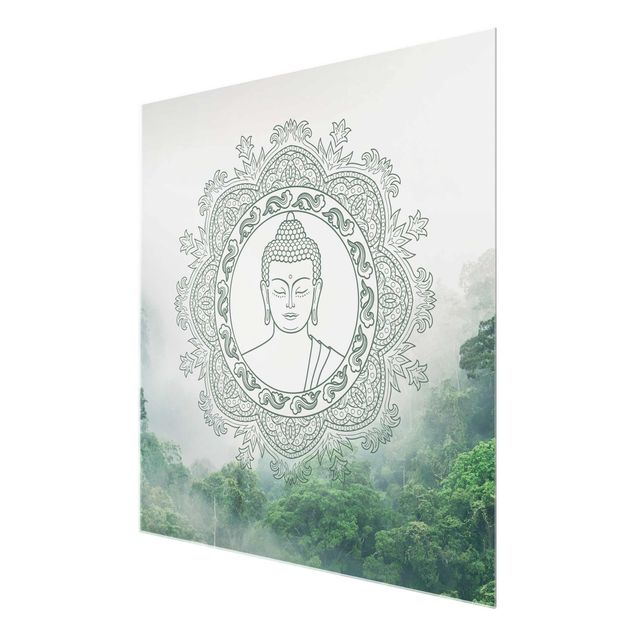 Wandbilder Architektur & Skyline Buddha Mandala im Nebel