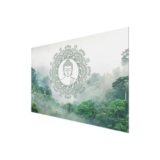 Wandbilder Architektur & Skyline Buddha Mandala im Nebel