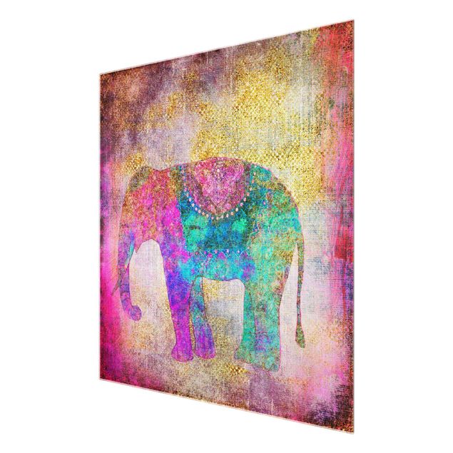 Wandbilder Bunt Bunte Collage - Indischer Elefant
