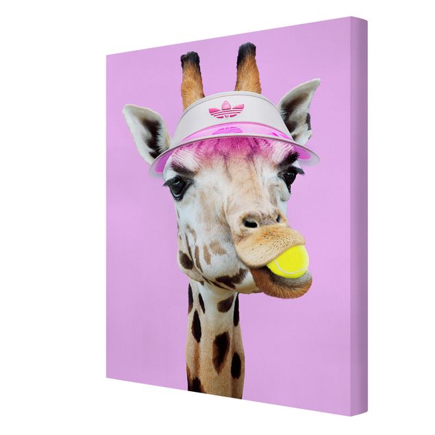 Kunstdrucke auf Leinwand Giraffe beim Tennis