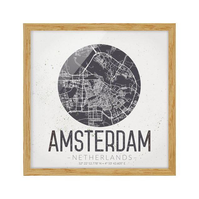 Wandbilder Architektur & Skyline Stadtplan Amsterdam - Retro