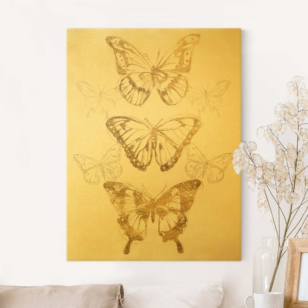 Leinwandbild Schmetterling Schmetterlingskomposition in Gold II