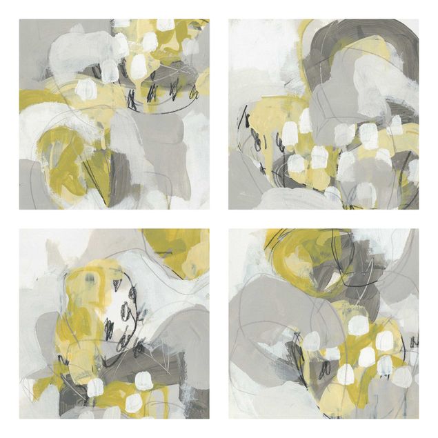 Wandbilder Muster Zitronen im Nebel Set II