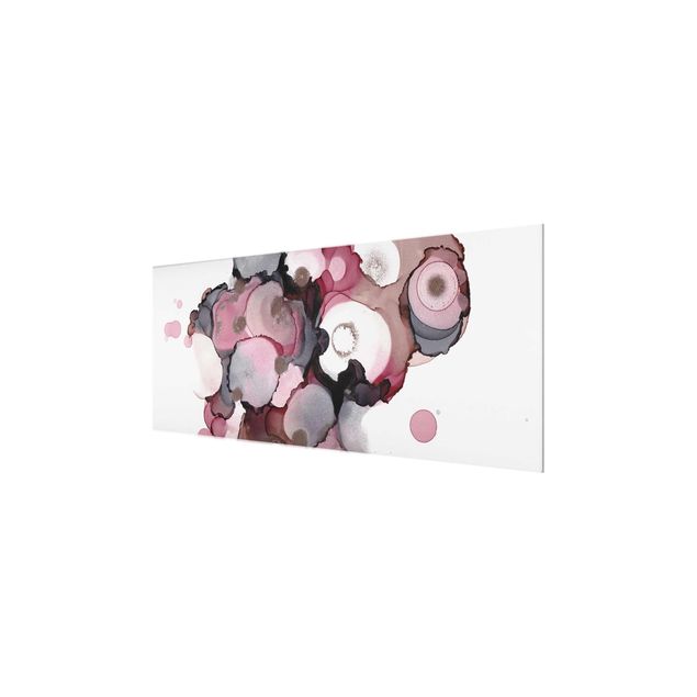 Wandbilder Pink-Beige Tropfen mit Roségold