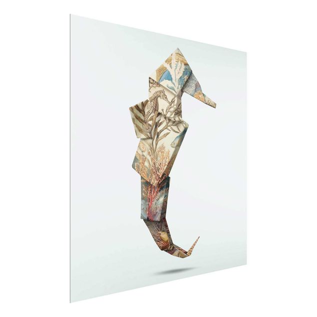Wandbilder Kunstdrucke Origami Seepferdchen