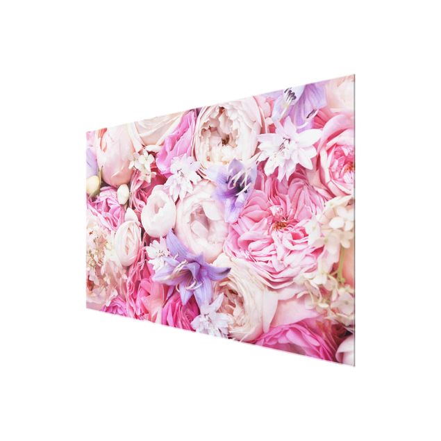 Wandbilder Blumen Shabby Rosen mit Glockenblumen