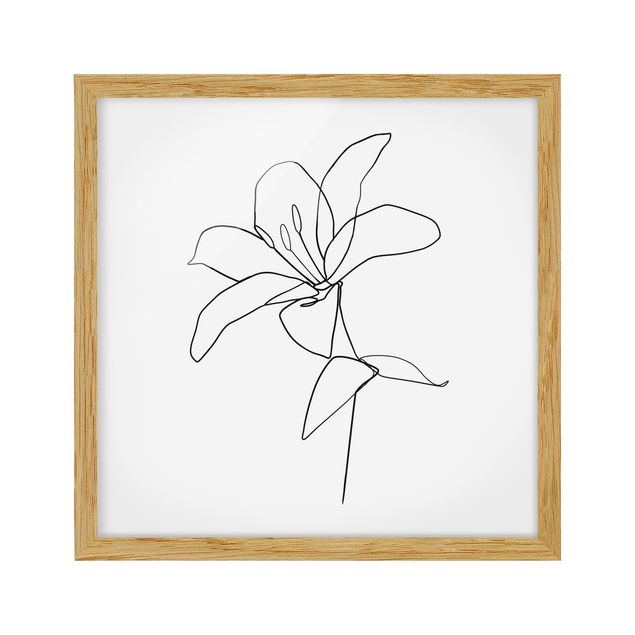 Blumenbilder mit Rahmen Line Art Blüte Schwarz Weiß