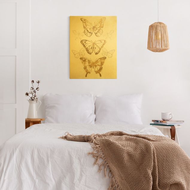 Wandbilder Schmetterlingskomposition in Gold II