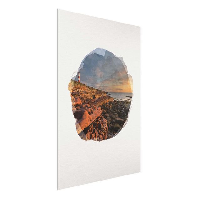 Wandbilder Landschaften Wasserfarben - Tarbat Ness Meer & Leuchtturm bei Sonnenuntergang