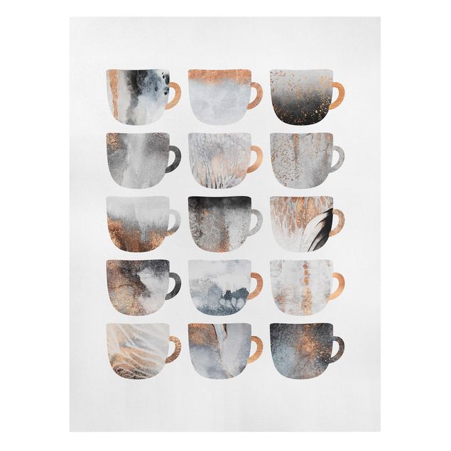 Leinwandbilder Kaffee Graue Kaffeetassen mit Gold