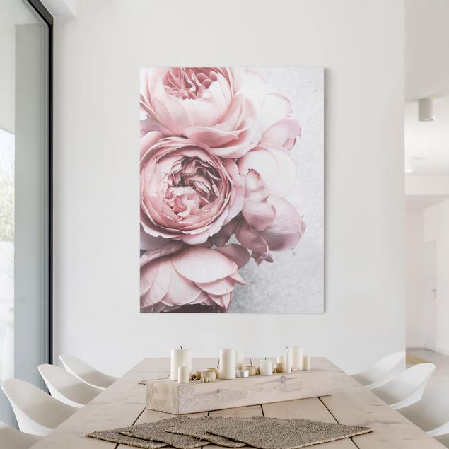 Leinwandbilder Rosen Rosa Pfingstrosenblüten Shabby Pastell