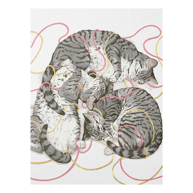 Wandbilder Kunstdrucke Illustration Graue Katzen Malerei