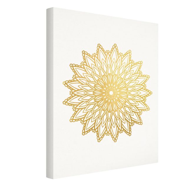 Wandbilder Mandalas Mandala Sonne Illustration weiß gold