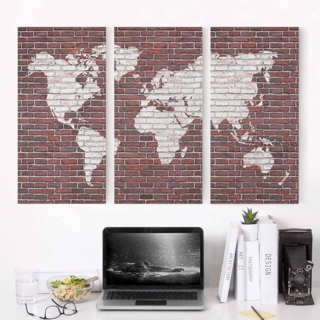 Wanddeko Küche Backstein Weltkarte