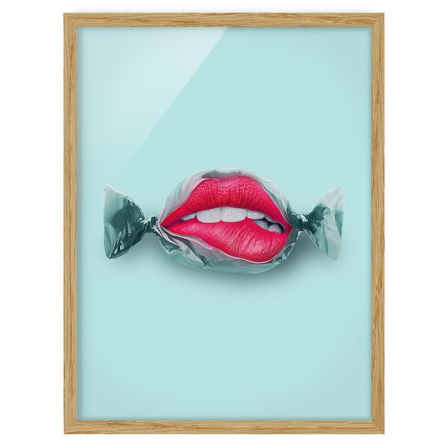 Kunstdrucke mit Rahmen Bonbon mit Lippen
