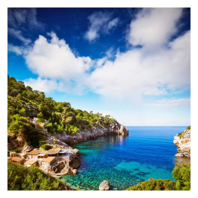 Wandtapete blau Cala de Deia in Mallorca