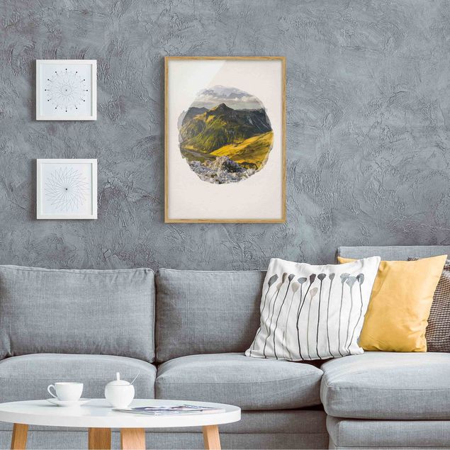 Wandbilder Landschaften Wasserfarben - Berge und Tal der Lechtaler Alpen in Tirol