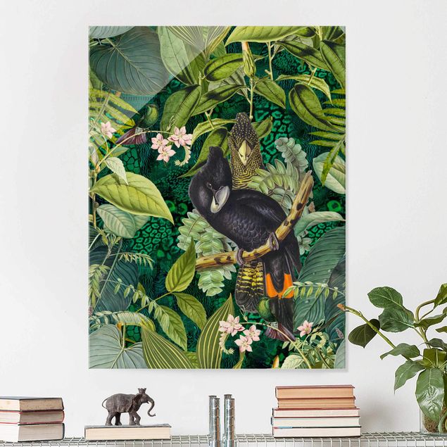 Küchen Deko Bunte Collage - Kakadus im Dschungel