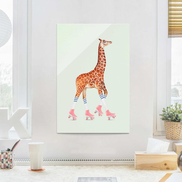 Jonas Loose Kunstdrucke Giraffe mit Rollschuhen