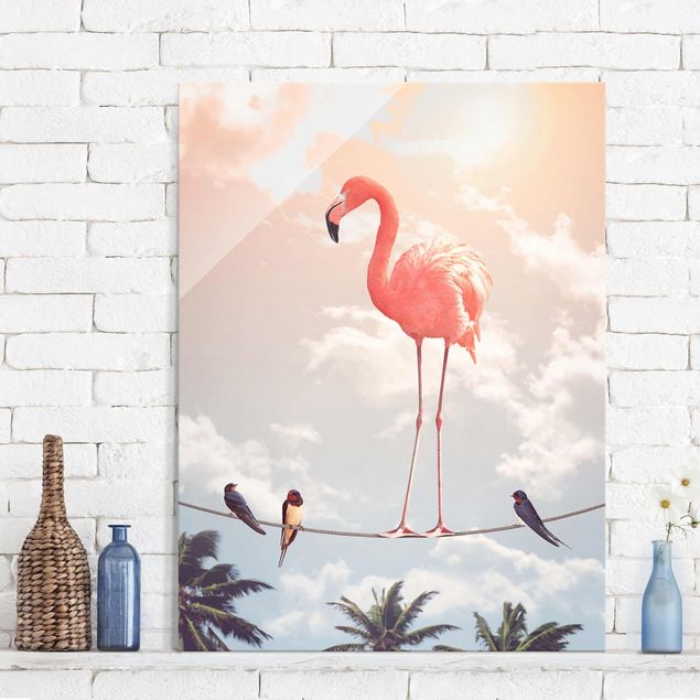 schöne Bilder Himmel mit Flamingo