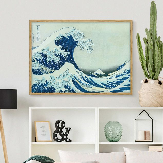 Gerahmte Bilder Strände Katsushika Hokusai - Die grosse Welle von Kanagawa