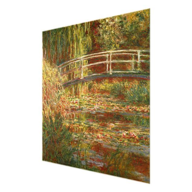 Wandbilder Bäume Claude Monet - Seerosenteich und japanische Brücke (Harmonie in rosa)