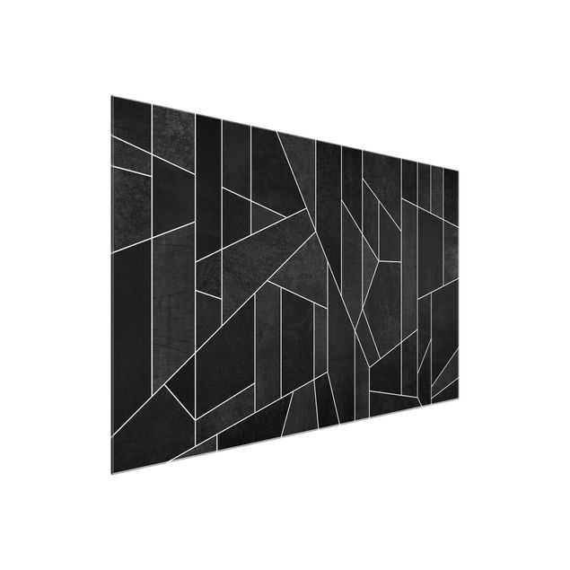 Glasbilder Abstrakt Schwarz Weiß Geometrie Aquarell