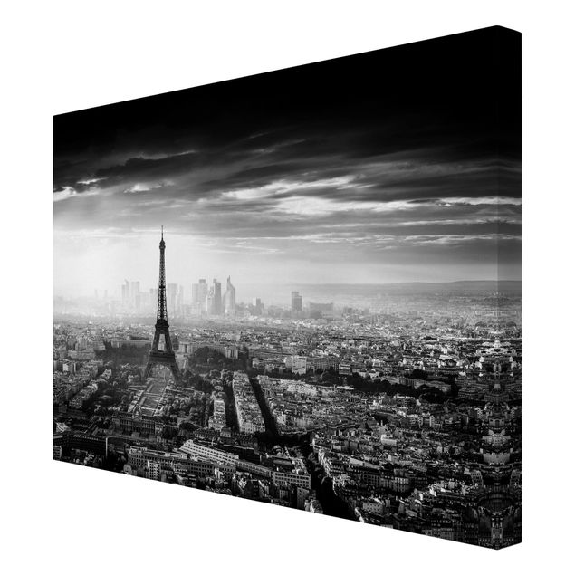 Wandbilder Architektur & Skyline Der Eiffelturm von Oben Schwarz-weiß