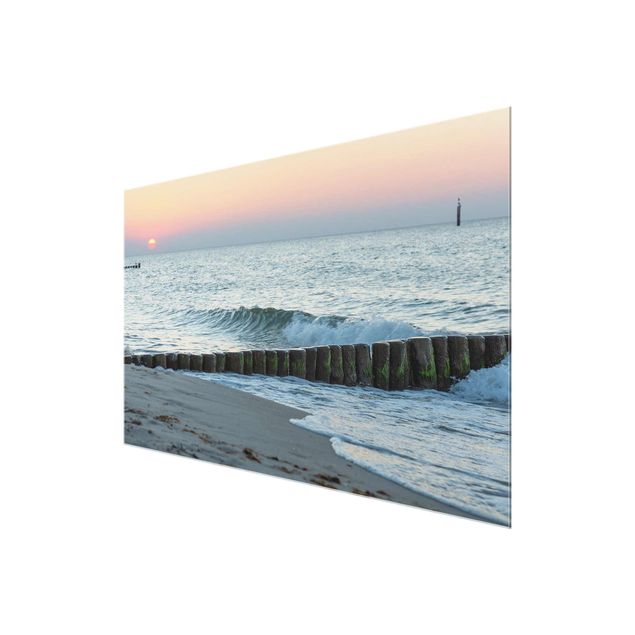Glasbilder Strand und Meer Sonnenuntergang am Meer