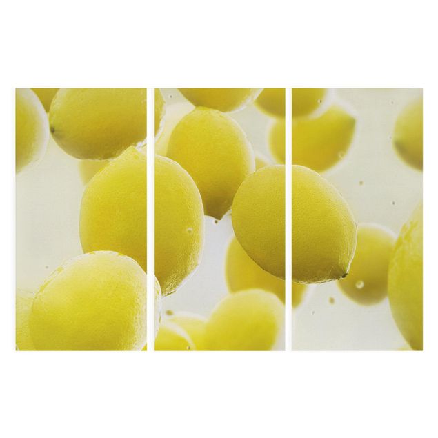 Leinwandbild 3-teilig - Zitronen im Wasser - Hoch 1:2