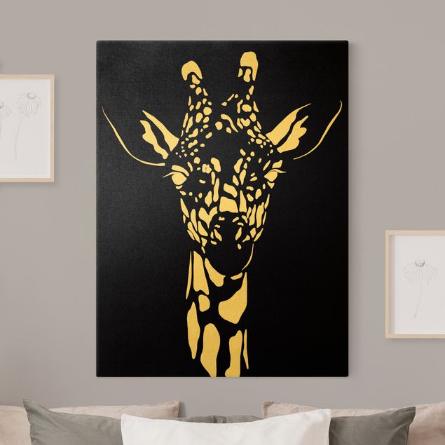 Leinwandbilder Tiere Safari Tiere - Portrait Giraffe Schwarz