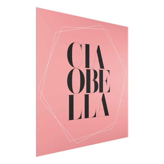 Wandbilder Modern Ciao Bella in Hexagonen auf Rosa
