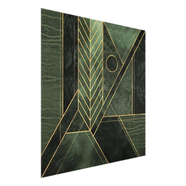 Wandbilder Kunstdrucke Geometrische Formen Smaragd Gold
