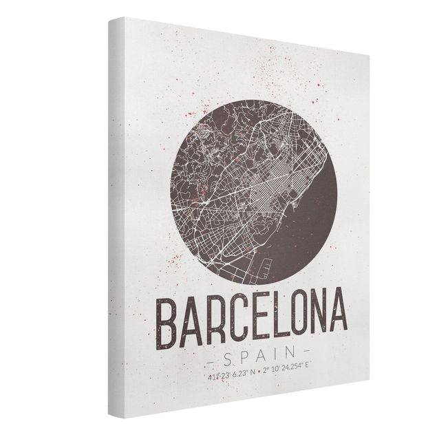 Wandbilder Weltkarten Stadtplan Barcelona - Retro