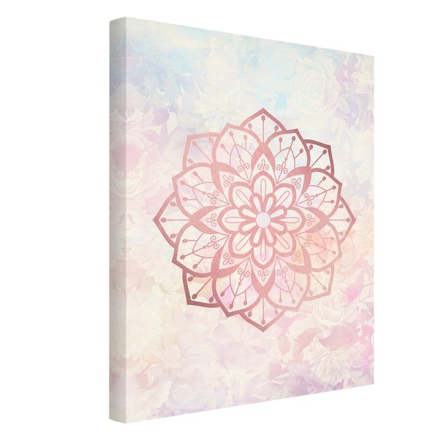 Leinwandbilder Muster Mandala Illustration Blüte rose pastell