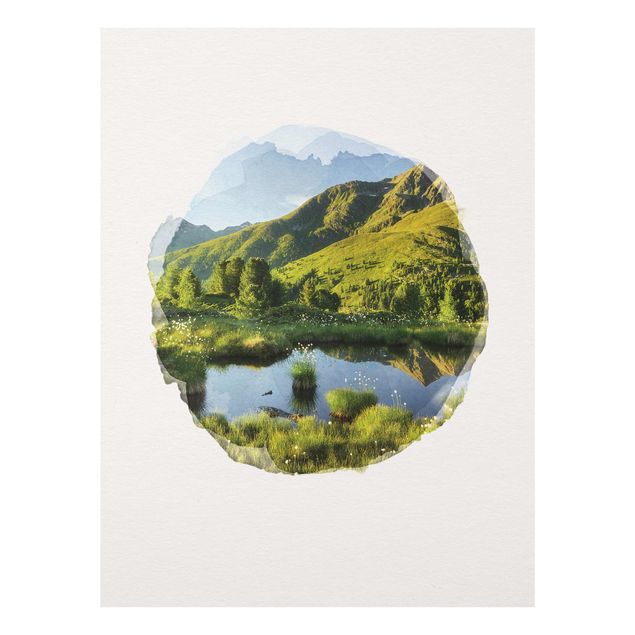 Wandbilder Berge Wasserfarben - Blick vom Hirschbichl ins Defereggental