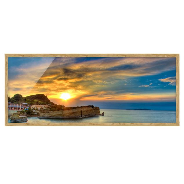 Wandbilder Strände Sonnenuntergang über Korfu
