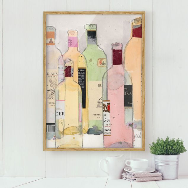 Wandbilder Modern Weinflaschen in Wasserfarbe I