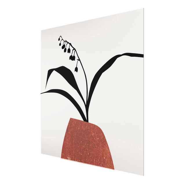 Wandbilder Schwarz-Weiß Grafische Pflanzenwelt - Maiglöckchen