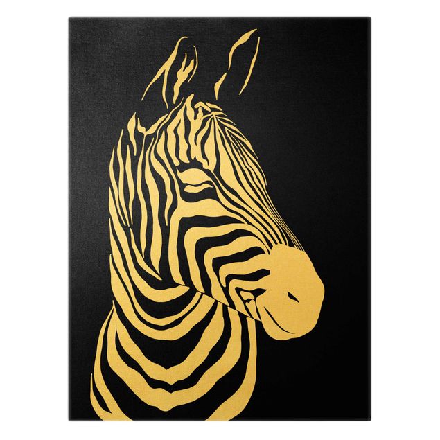 Wandbilder Safari Tiere - Portrait Zebra Schwarz