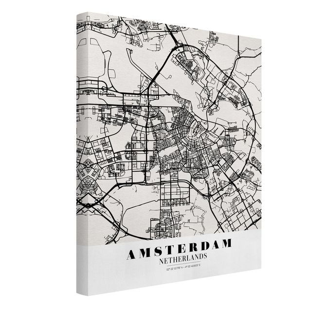 Wandbilder Weltkarten Stadtplan Amsterdam - Klassik