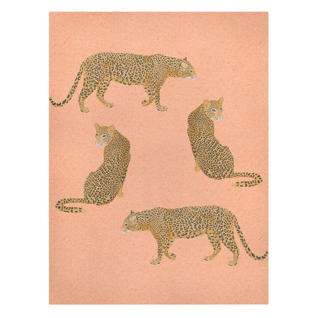 Kunstdrucke auf Leinwand Illustration Leoparden Rosa Malerei