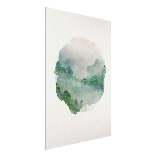 Wandbilder Landschaften Wasserfarben - Dschungel im Nebel