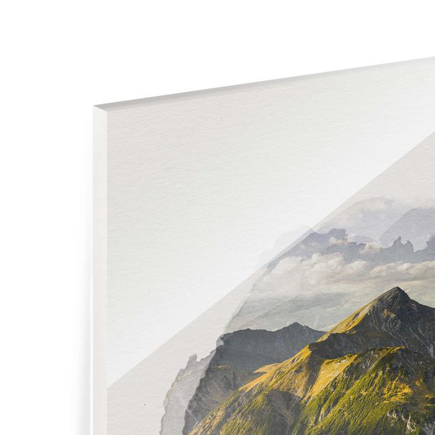 Wandbilder Natur Wasserfarben - Berge und Tal der Lechtaler Alpen in Tirol