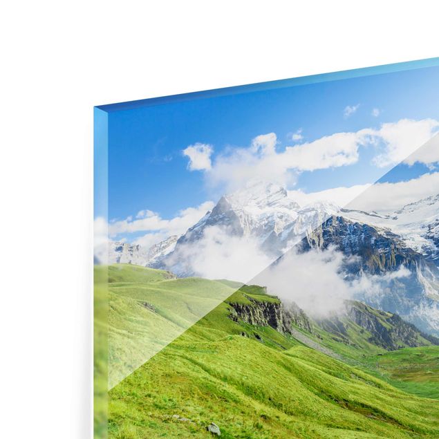 Glasbilder Städte Schweizer Alpenpanorama