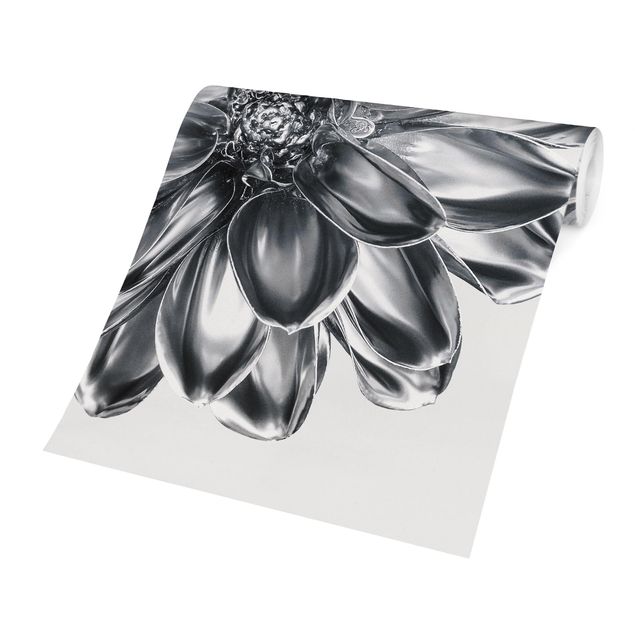 Fototapete kaufen Dahlie Blume Silber Metallic